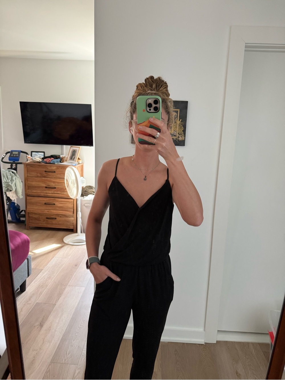 1. State Black Spaghetti-Strap Surplice Jumpsuit